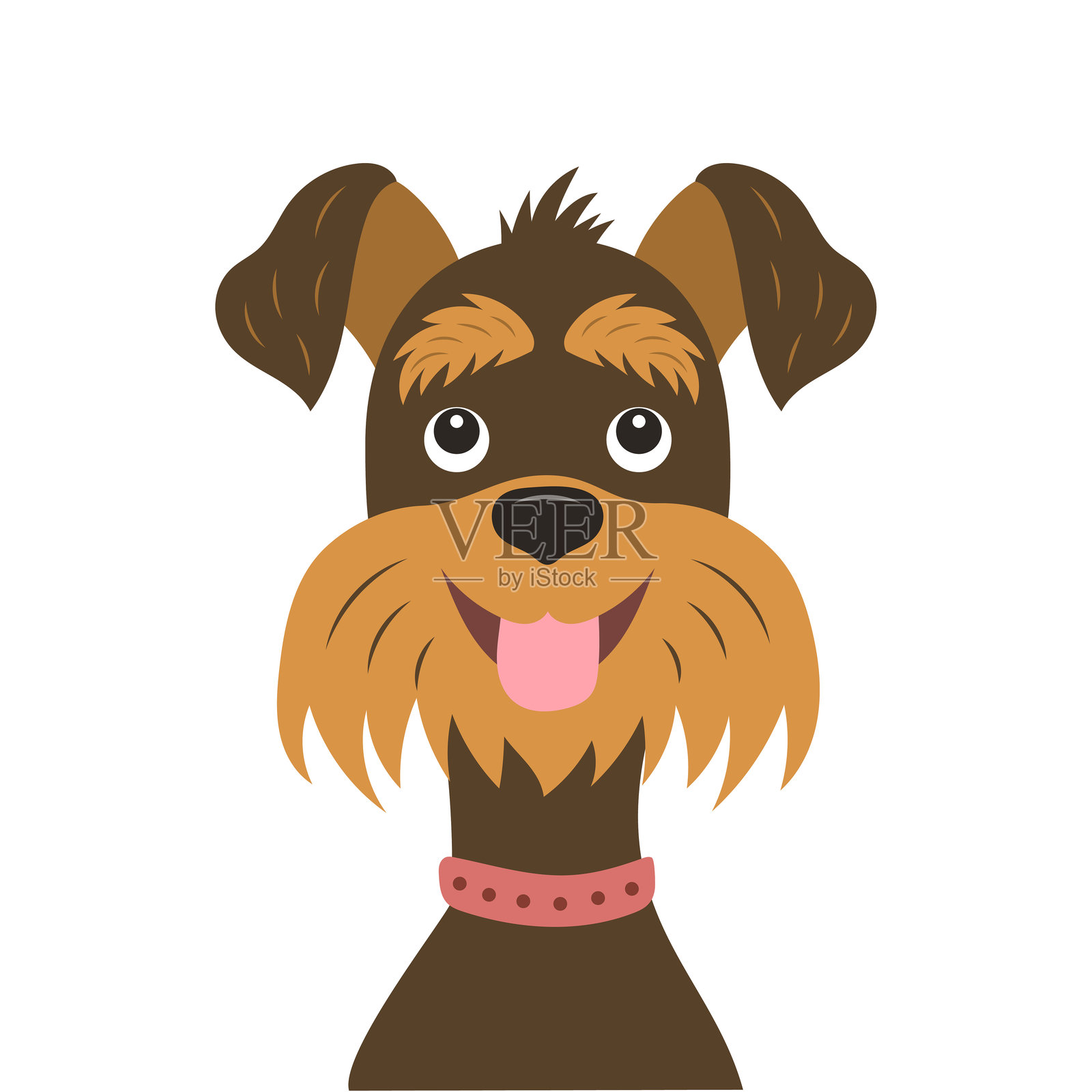 狗的脸以平面风格绘制。风格化角色。插画图片素材