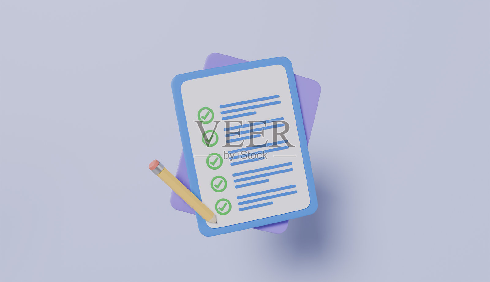 任务清单文档与铅笔的3D渲染概念照片摄影图片