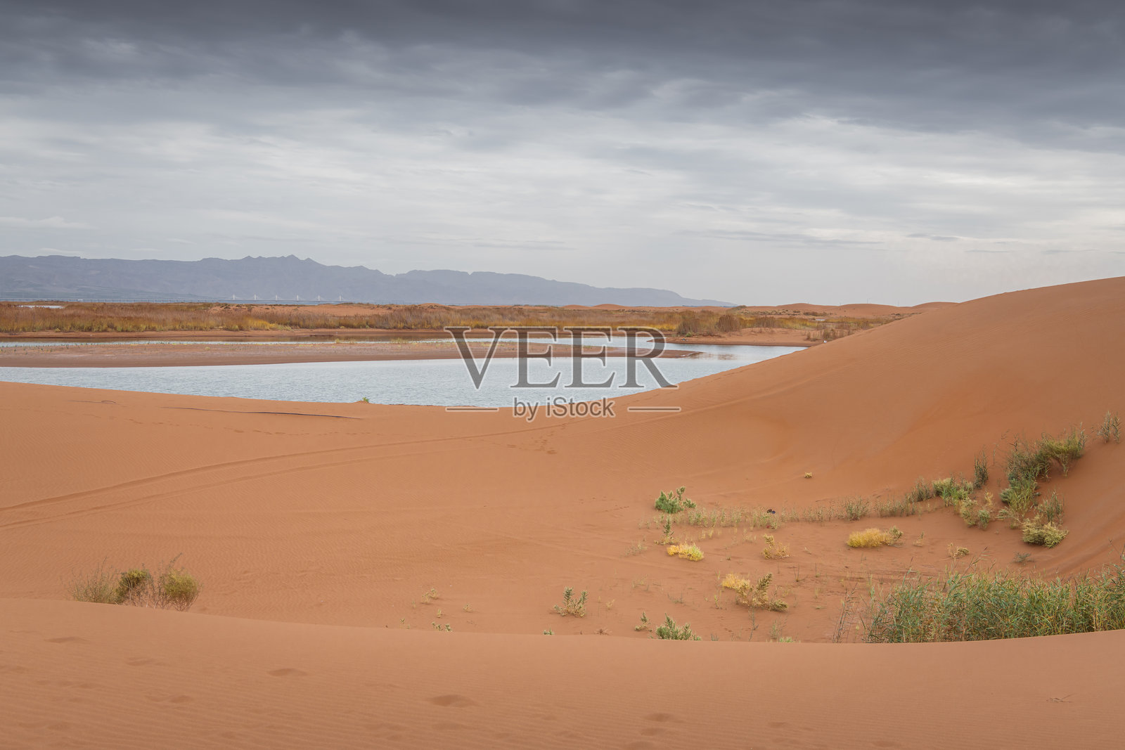 中国内蒙古的戈壁沙漠中的沙丘。照片摄影图片