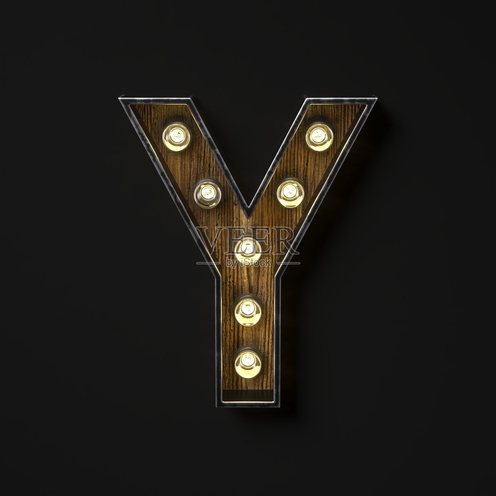 发光的字母Y 3D灯泡照片摄影图片