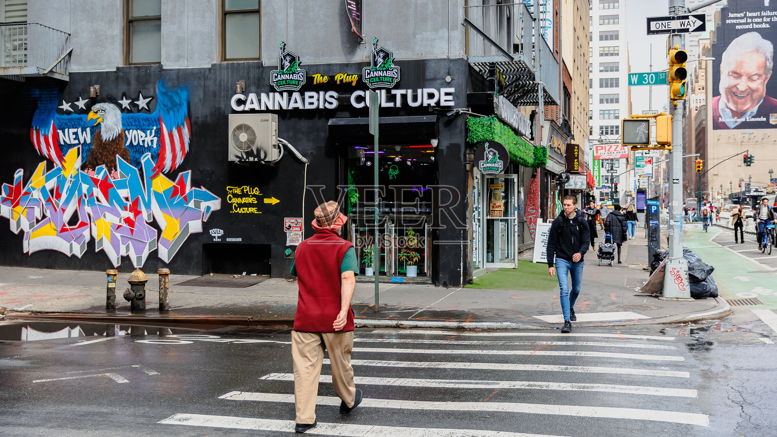 美国纽约建筑和商店的细节照片摄影图片