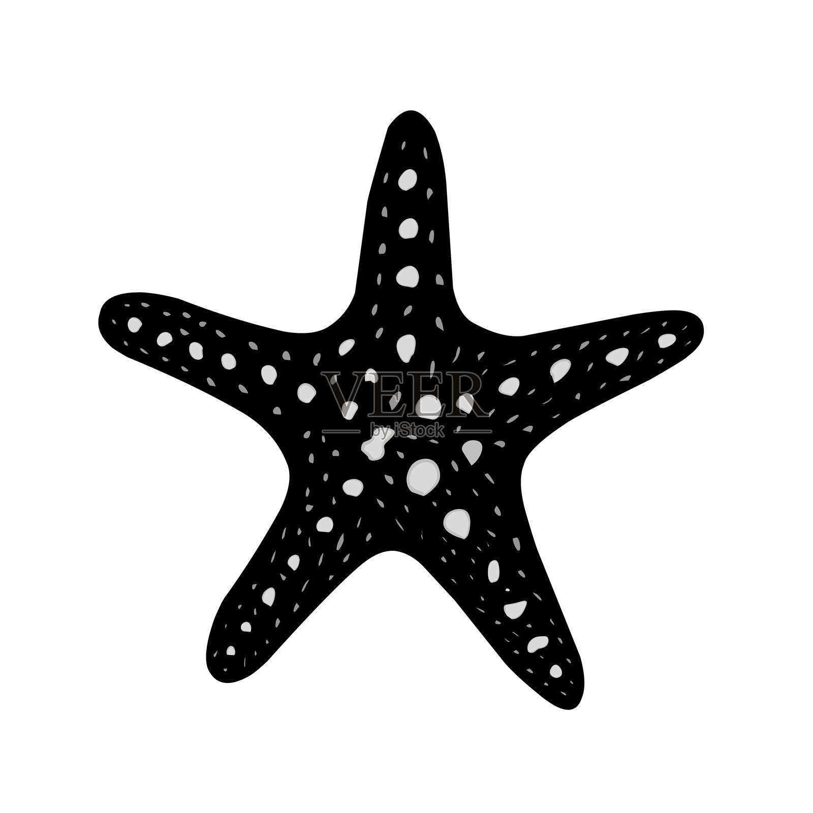 黑色海星标志矢量插图，带有抽象图案插画图片素材