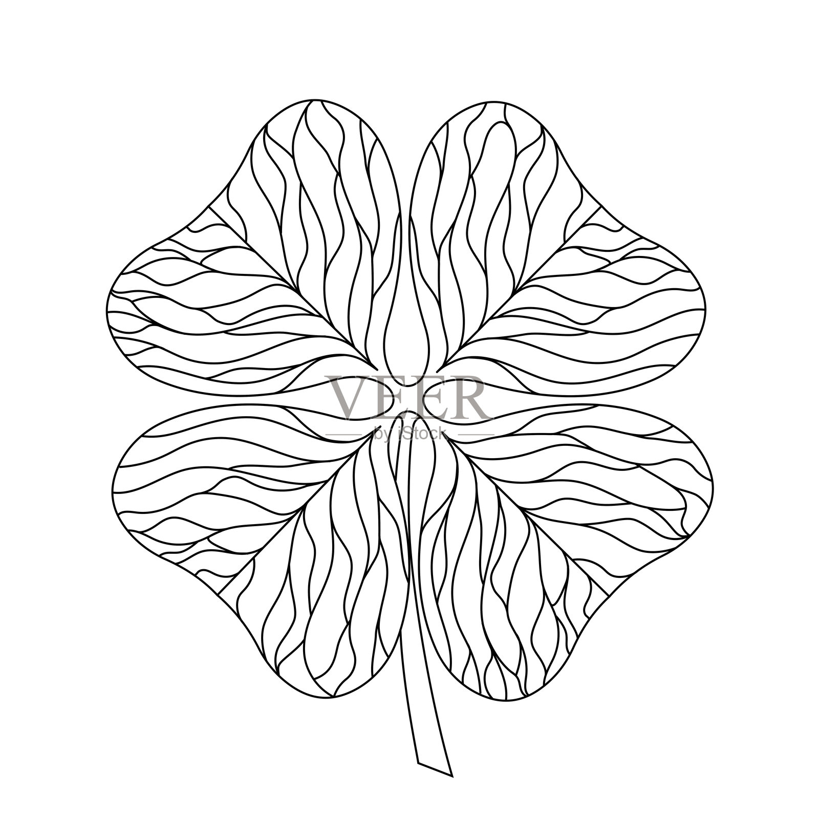 三叶草单色剪影艺术设计插画图片素材