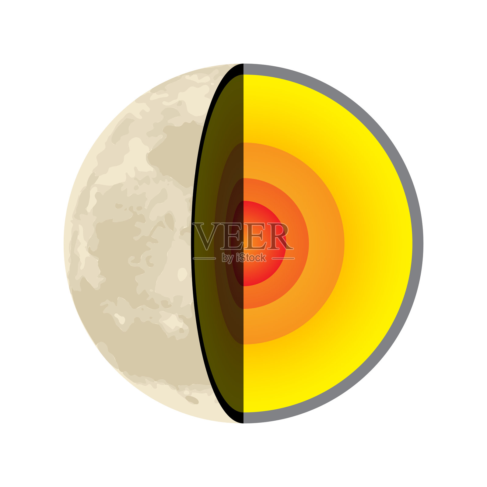 孤立的月球层次插图，背景为白色插画图片素材