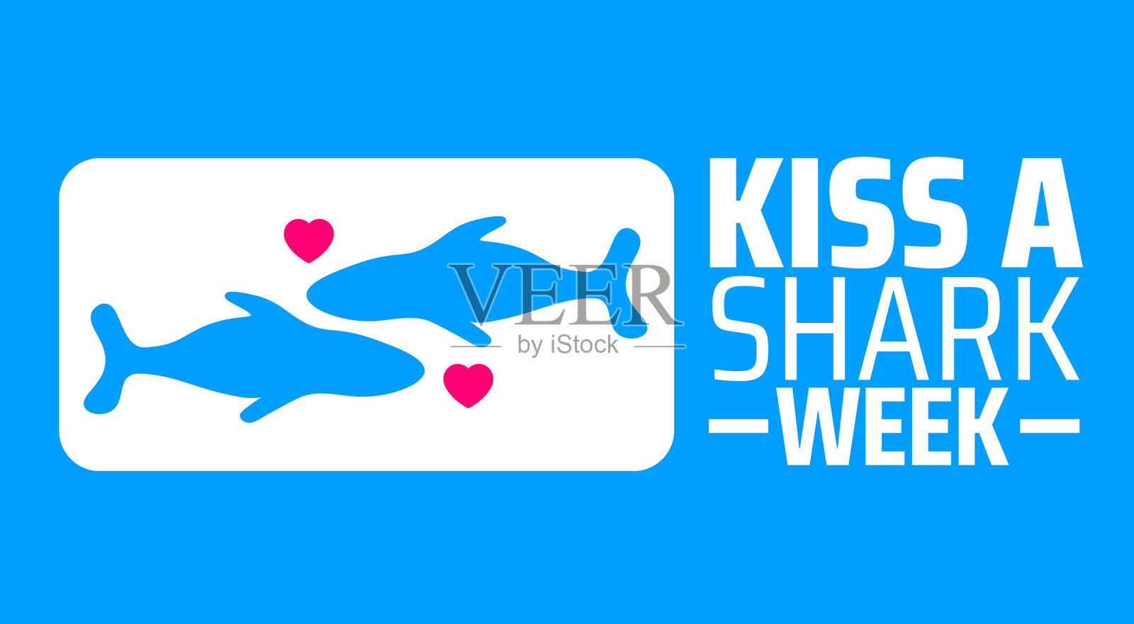 鲨鱼周背景横幅或海报设计模板，每年一月观察。假日概念。可用于任何模板、卡片、海报、标牌、模板。插画图片素材