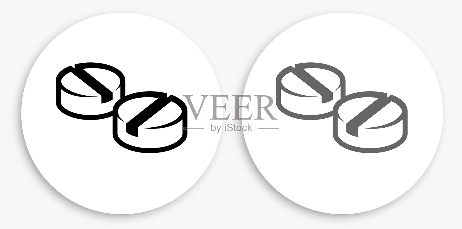 药丸黑色和白色圆形图标插画图片素材