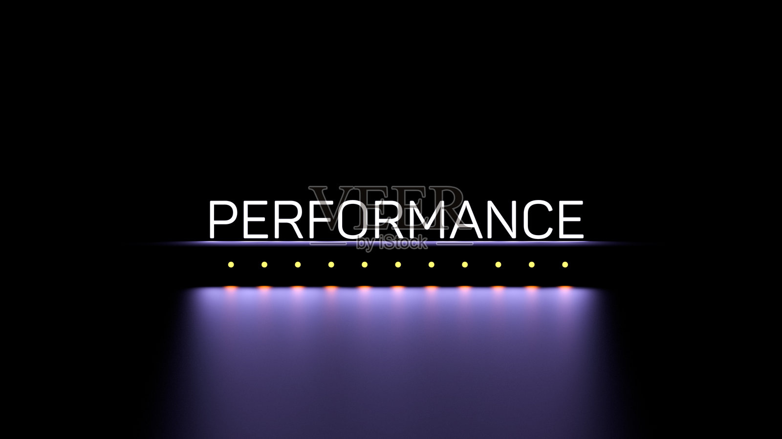 表演文本，发光的霓虹字。表演商业策略、目标、概念，壁纸。3D渲染照片摄影图片