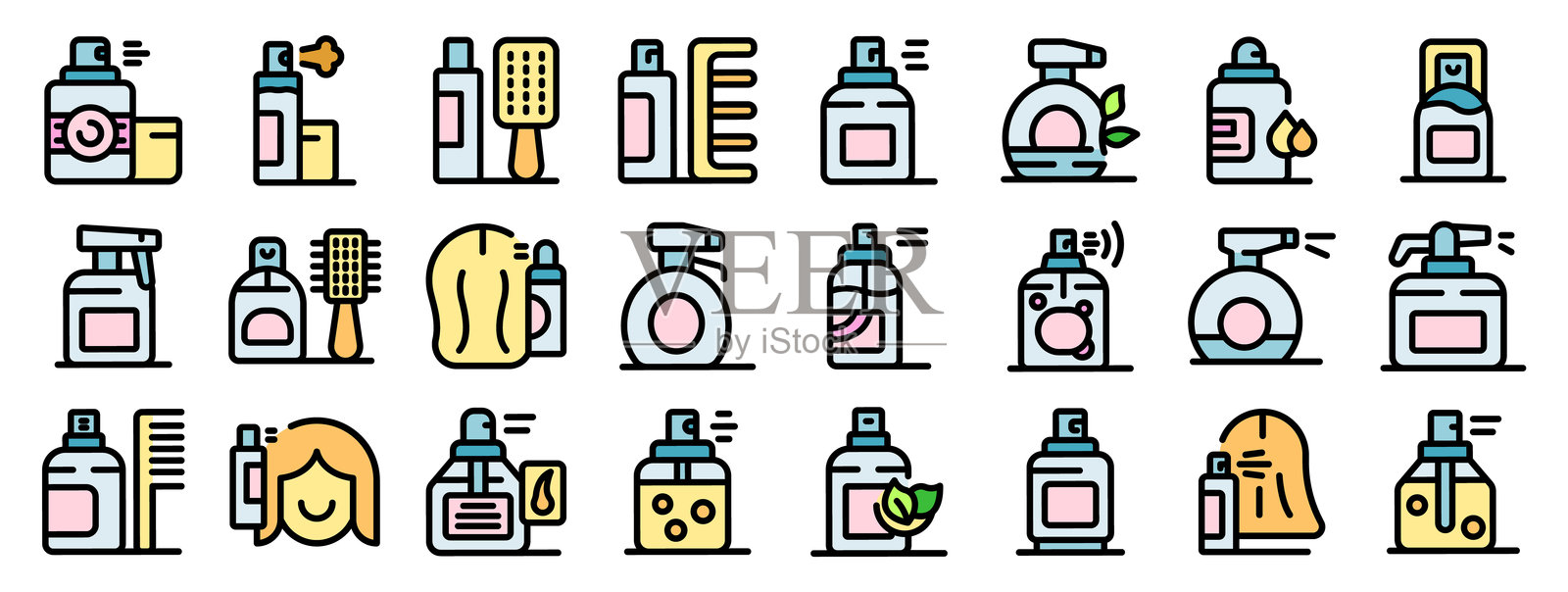 专业护发程序的发型产品和配件插画图片素材