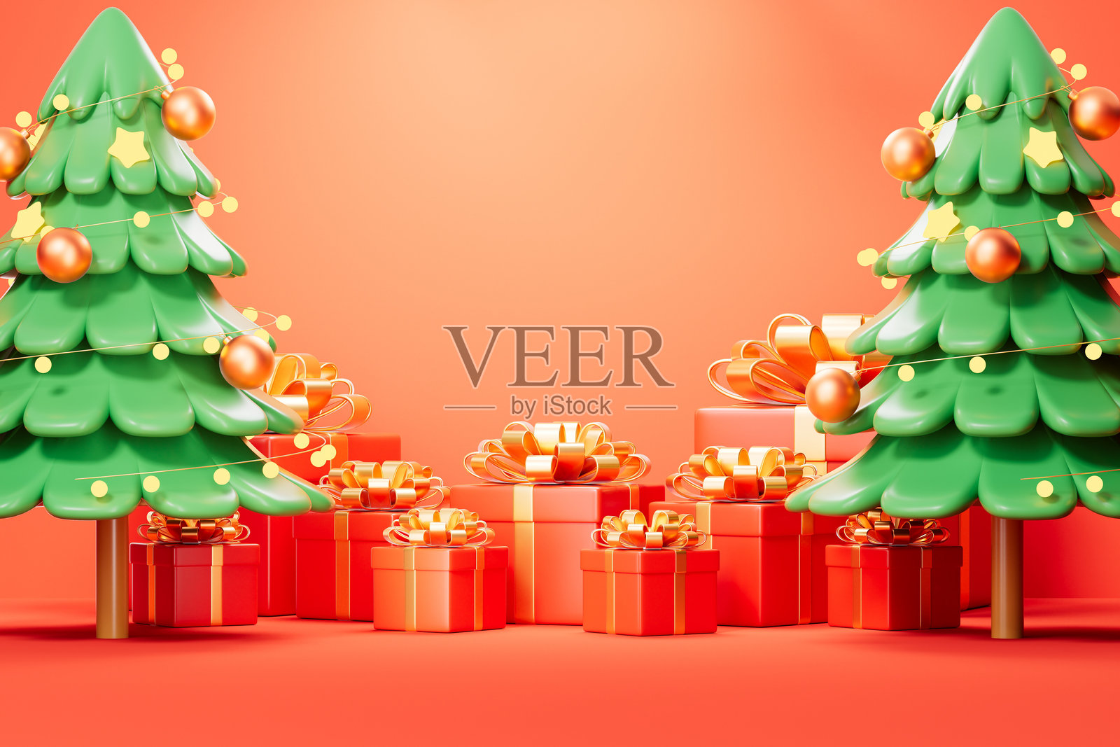 卡通风格的圣诞主题图片，3D渲染照片摄影图片