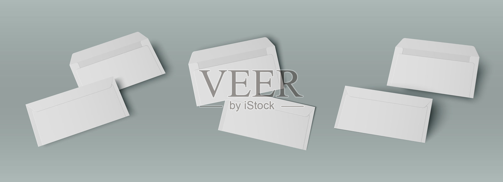 白色开口和封闭的空白信封模型插画图片素材