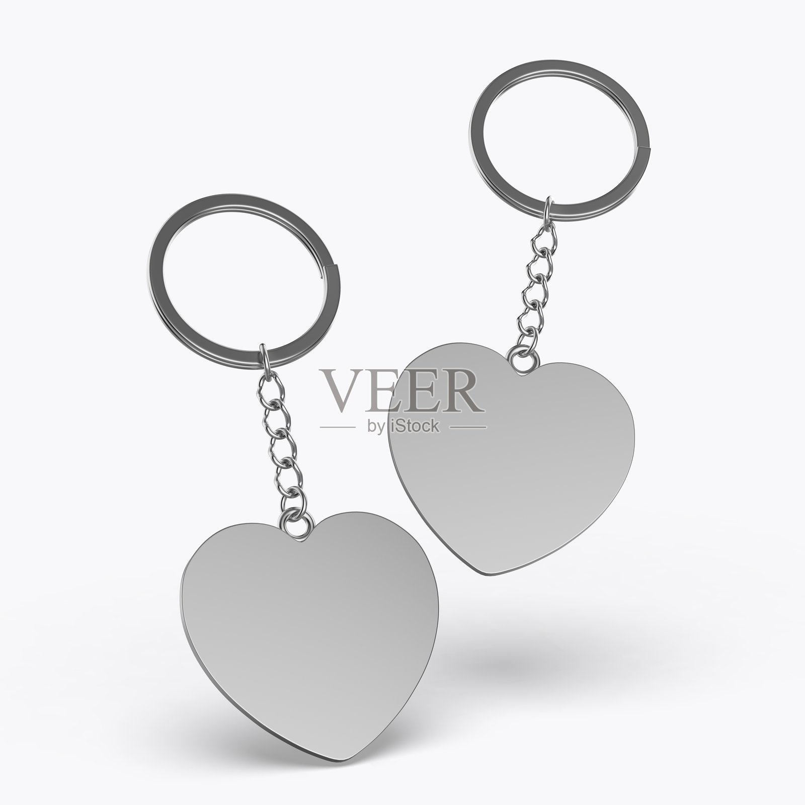 心形钥匙扣空白模板。照片摄影图片