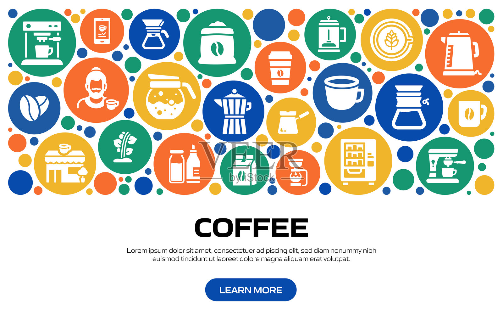 咖啡相关的矢量插图。浓缩咖啡，饮料，咖啡因，咖啡馆，饮品插画图片素材