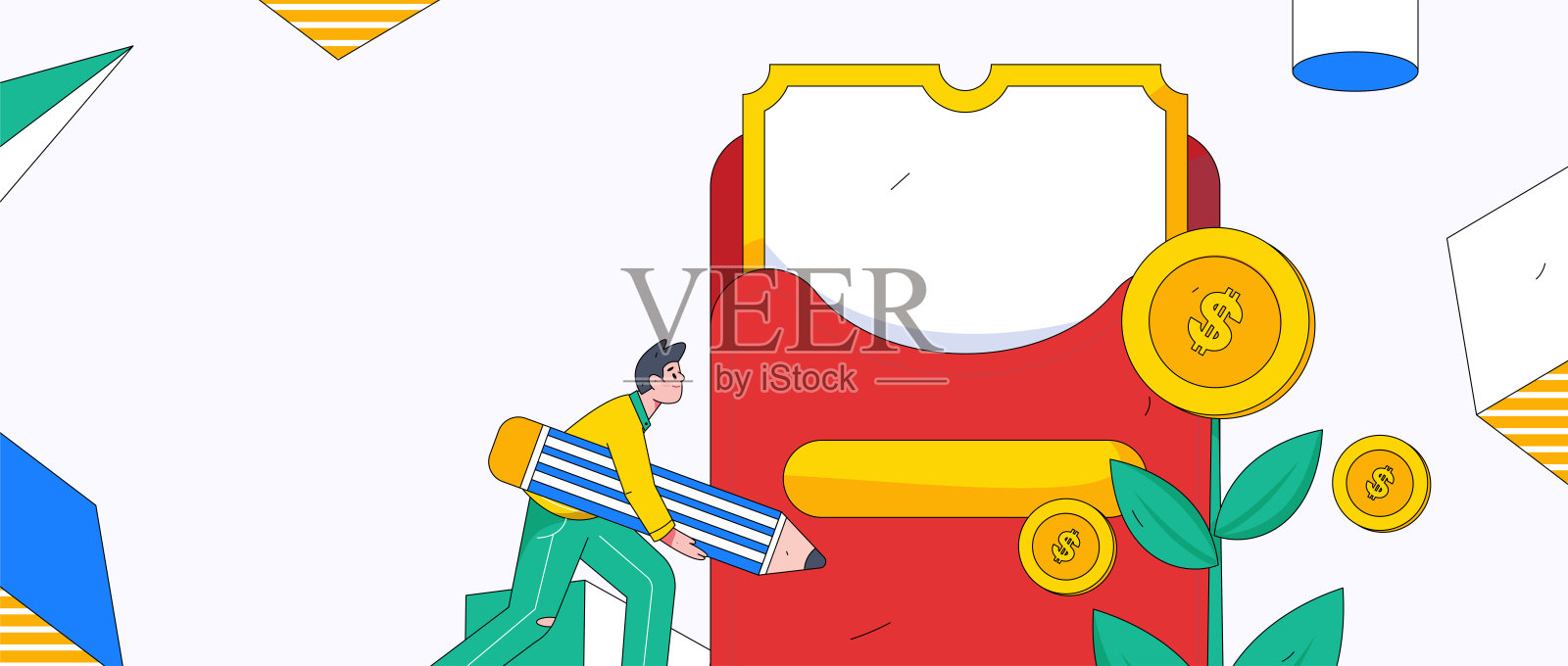 签到字符平面矢量概念操作手绘插图插画图片素材