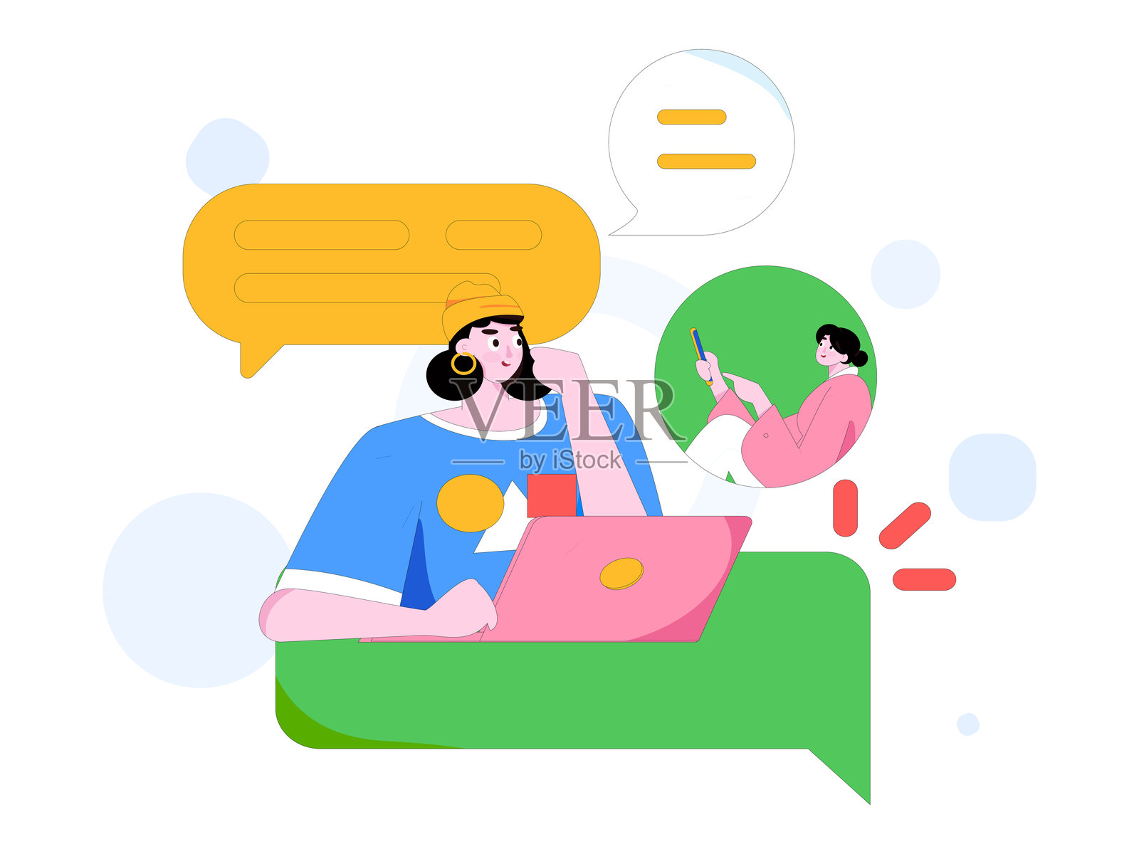 虚拟人物社会交往概念商业平面矢量手绘插画插画图片素材