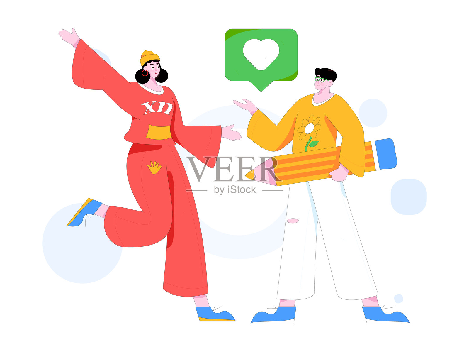 虚拟人物社会交往概念商业平面矢量手绘插画插画图片素材