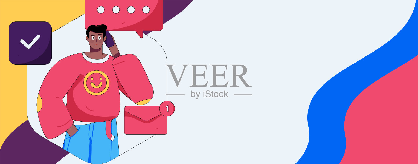 平面矢量插图的业务人员操作的工作场景插画图片素材