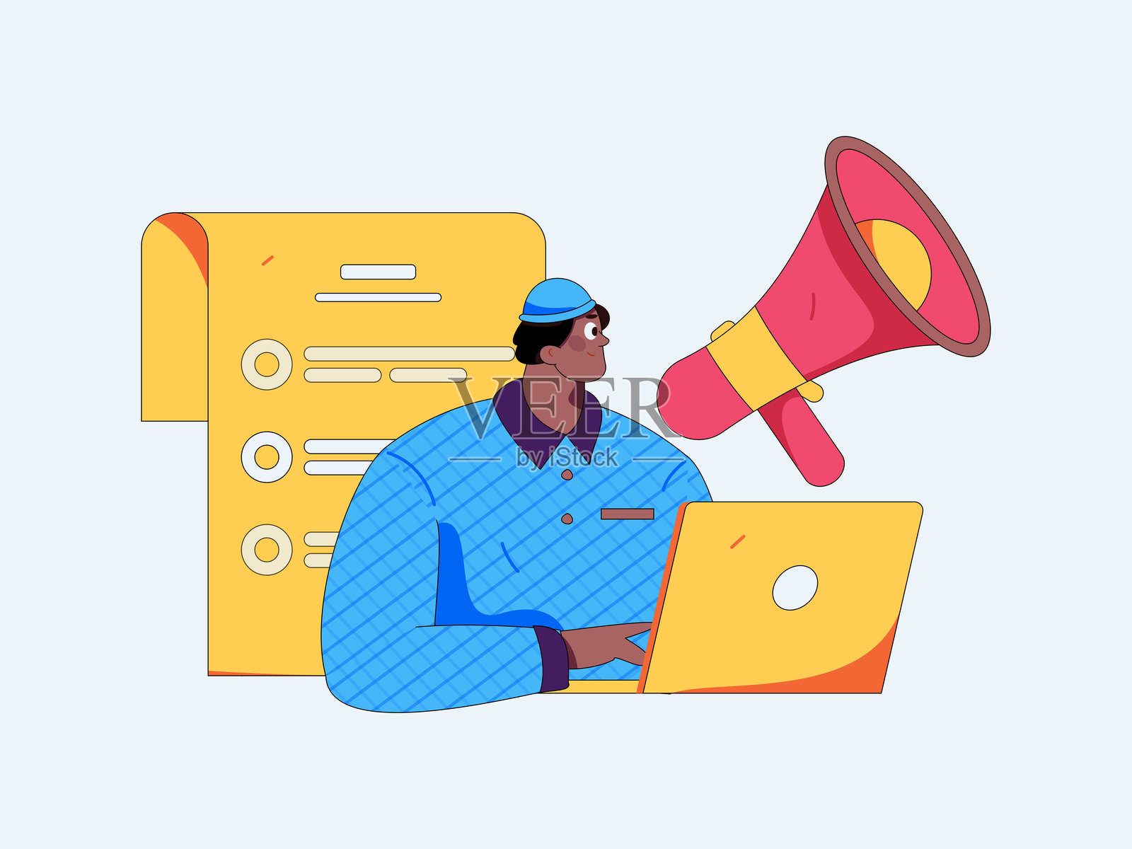 通知公告矢量创意平面手绘插图插画图片素材