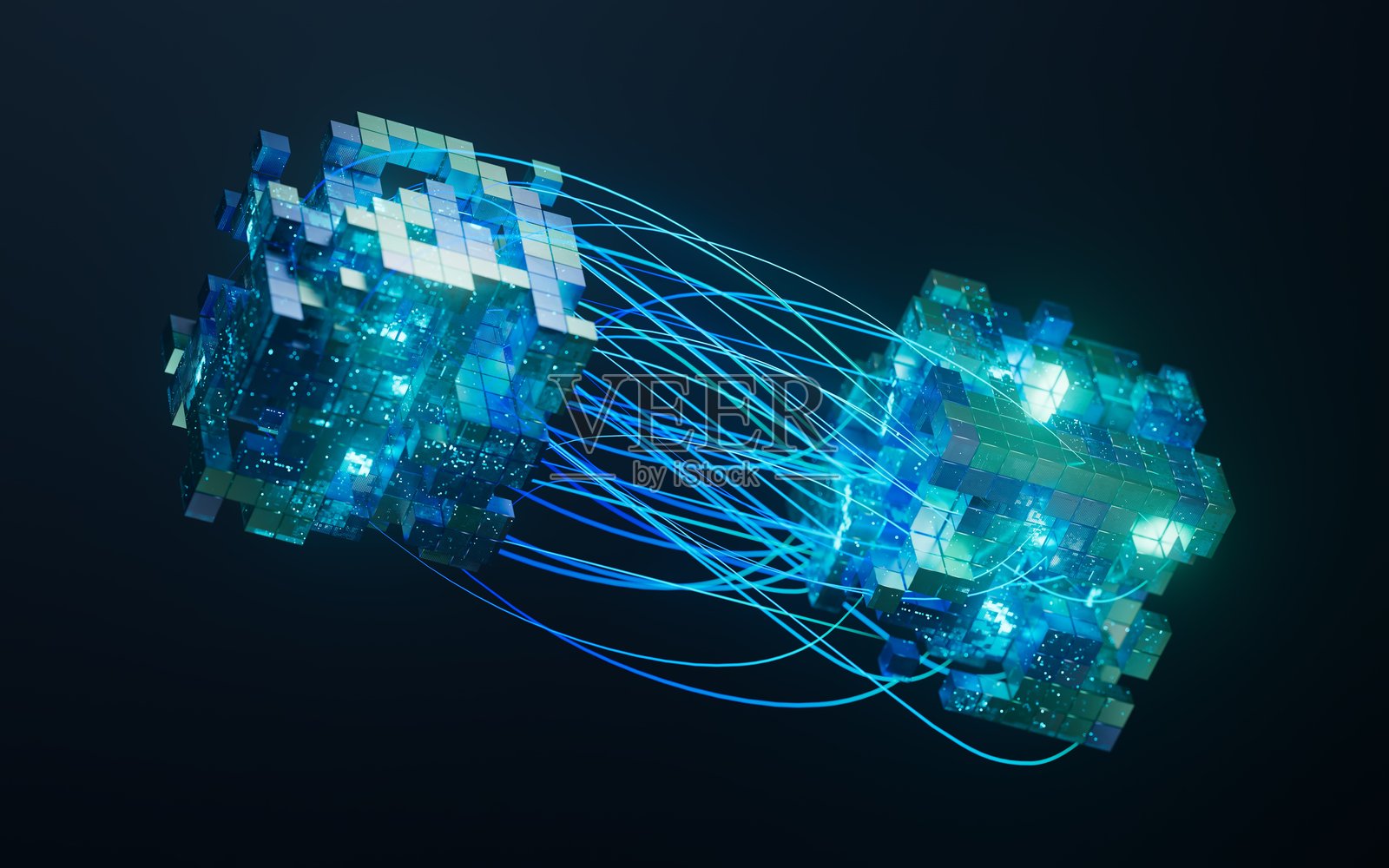 未来的人工智能机器学习数据技术复杂性，互联网络。数字化转型照片摄影图片