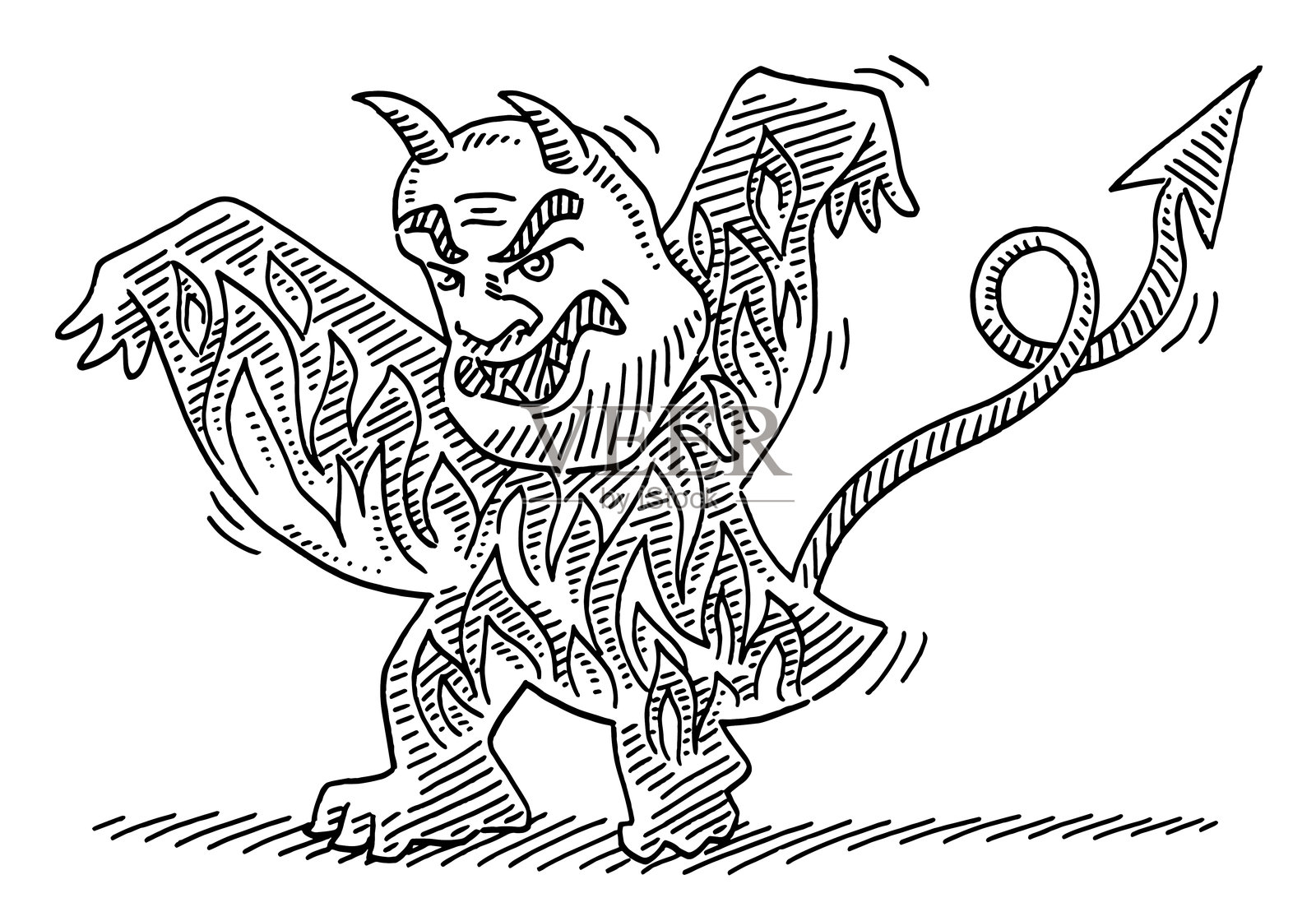 恶魔服装人物素描插画图片素材