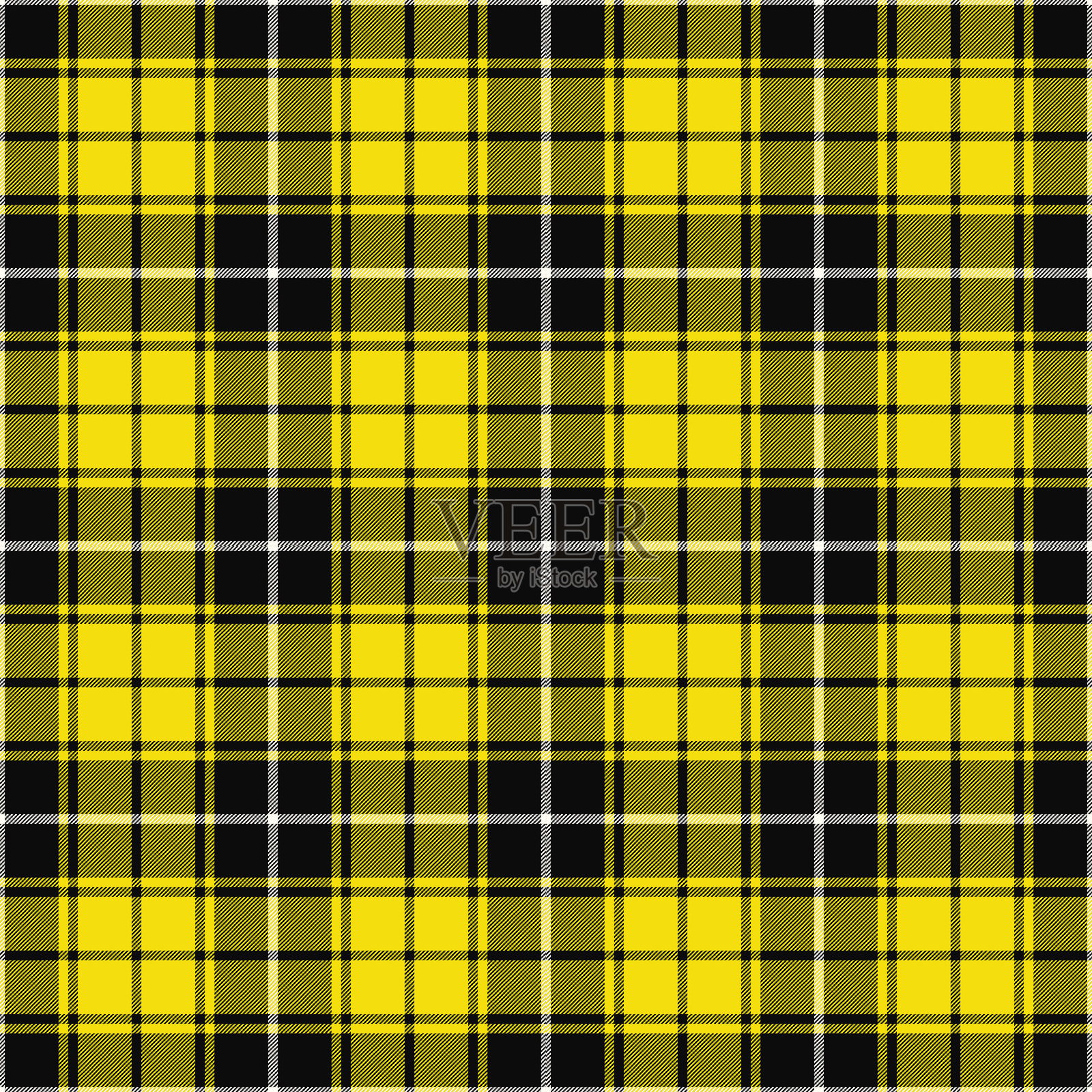 黄色和黑色苏格兰格子图案面料样本插画图片素材
