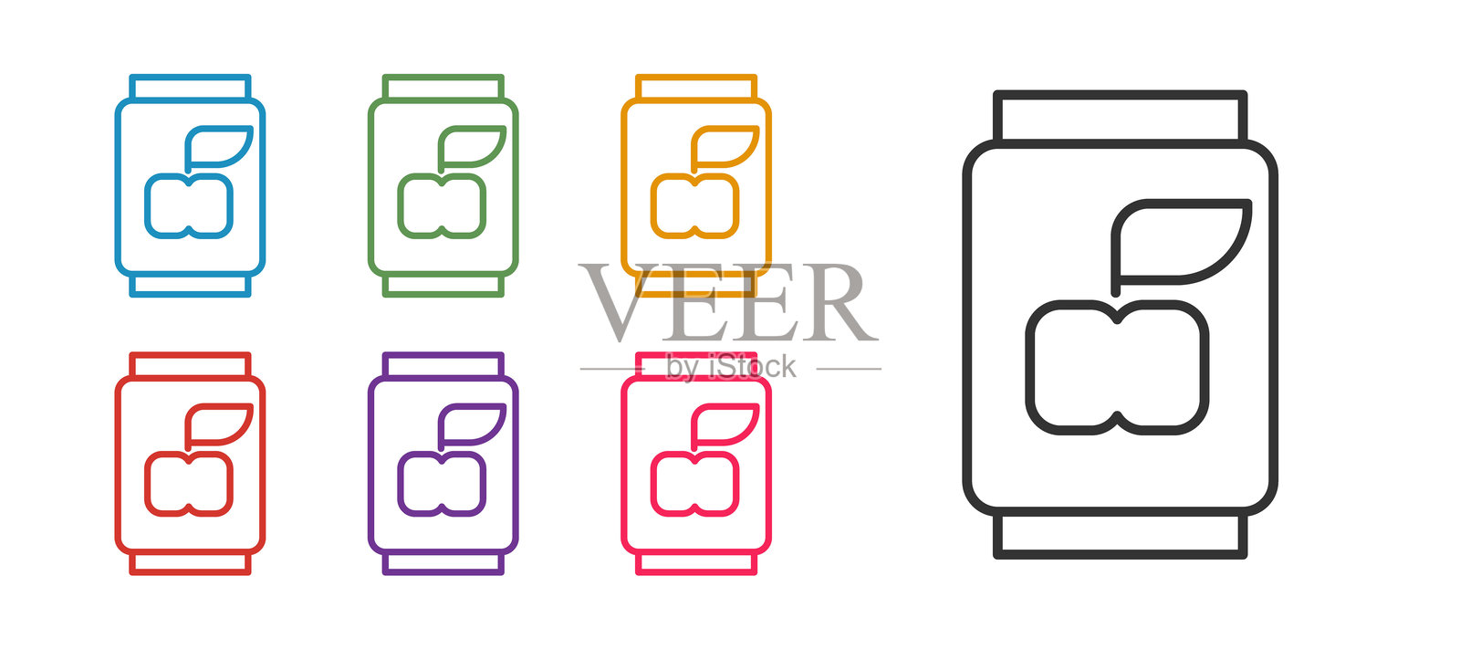 彩色的苏打罐图标，孤立在白色背景上。插画图片素材