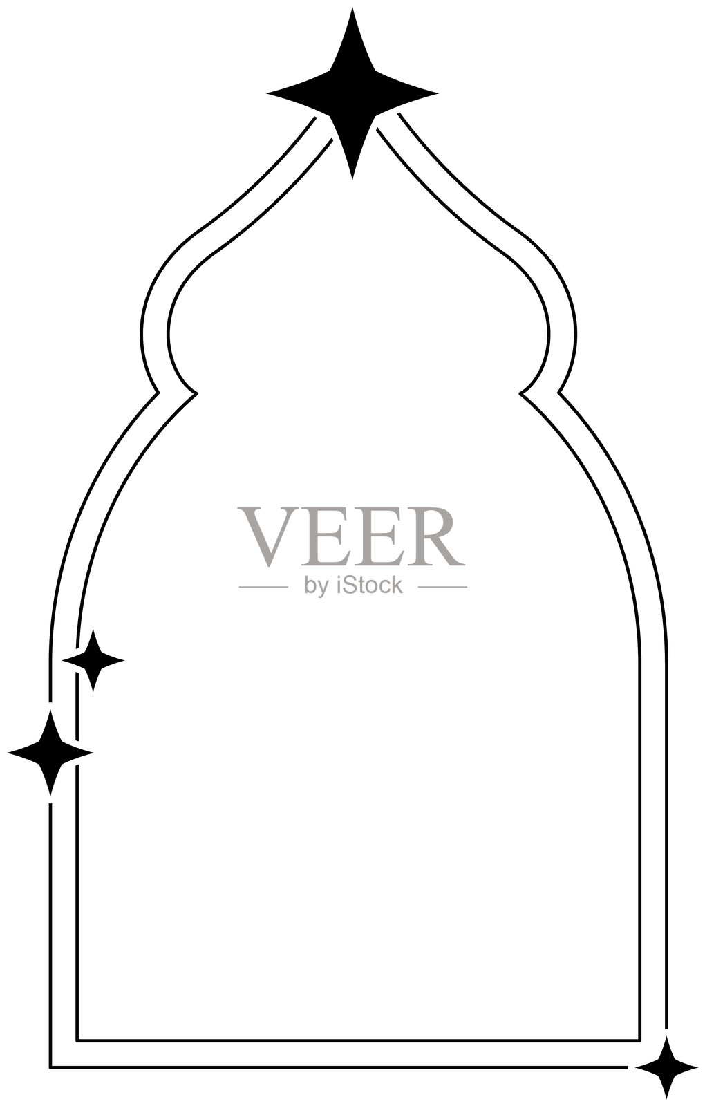 不同星星的框架集合。极简线性框架、拱门、元素、几何形状和线条。带闪光的拱形框架，适用于海报设计的框架，现代风格的矢量插图。插画图片素材