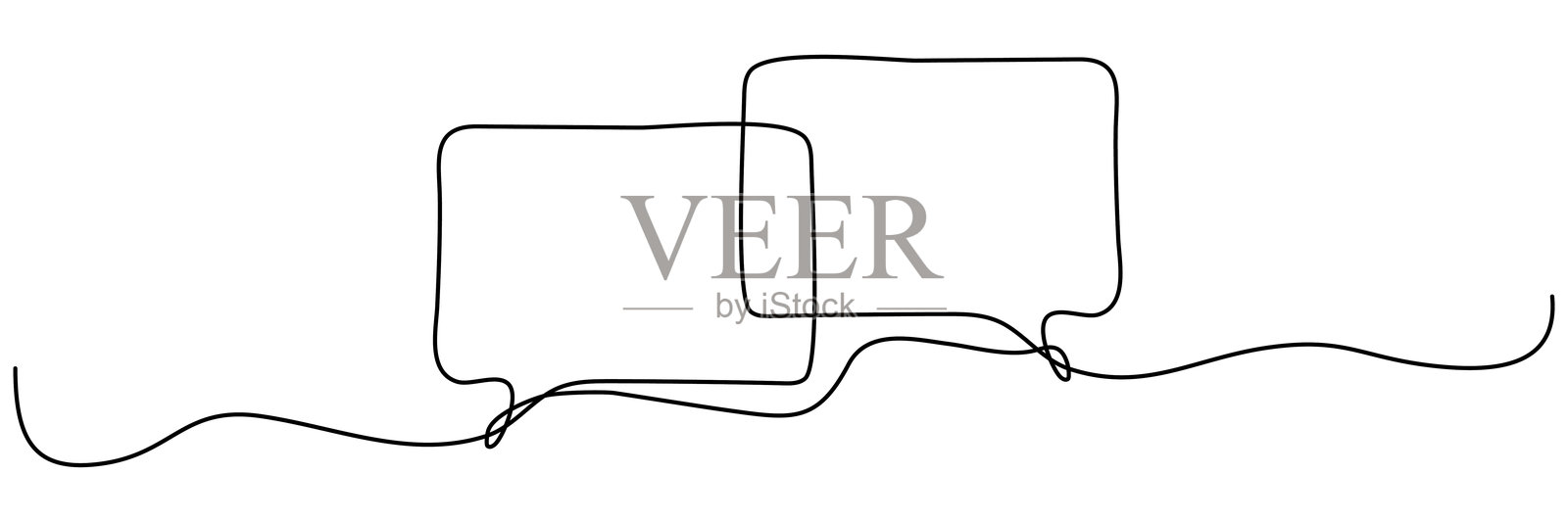 连续的单行绘制的对话气泡。插画图片素材