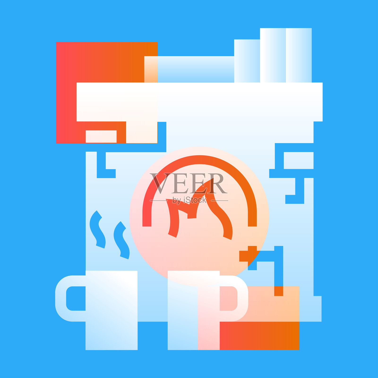 壁炉与可可的黑色线条图标。网页、移动应用、按钮、标志的标识。插画图片素材