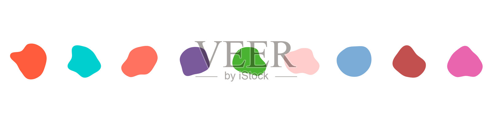 有机的多彩斑点形状。圆形抽象有机形状集合。卵石、液滴和石头轮廓。随机抽象液体有机不规则斑点形状。插画图片素材