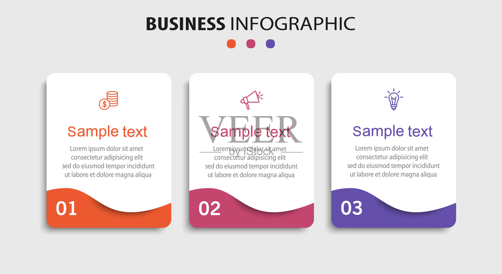 包含三个步骤的商业信息图模板插画图片素材