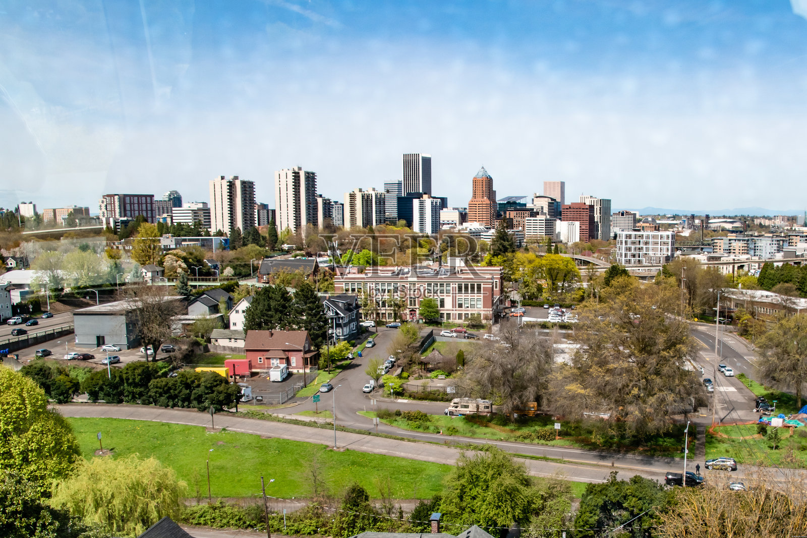 俄勒冈州波特兰城市天际线全景照片摄影图片