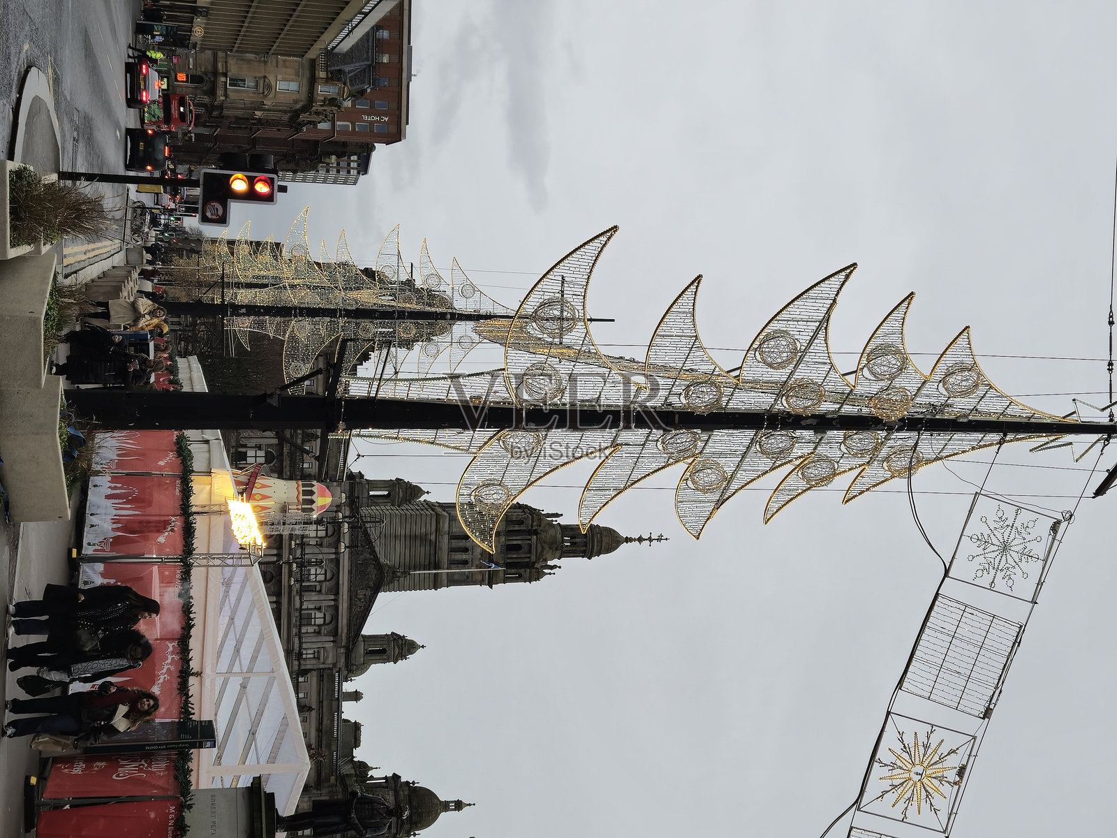 圣诞装饰灯，乔治广场，格拉斯哥，苏格兰，英国照片摄影图片