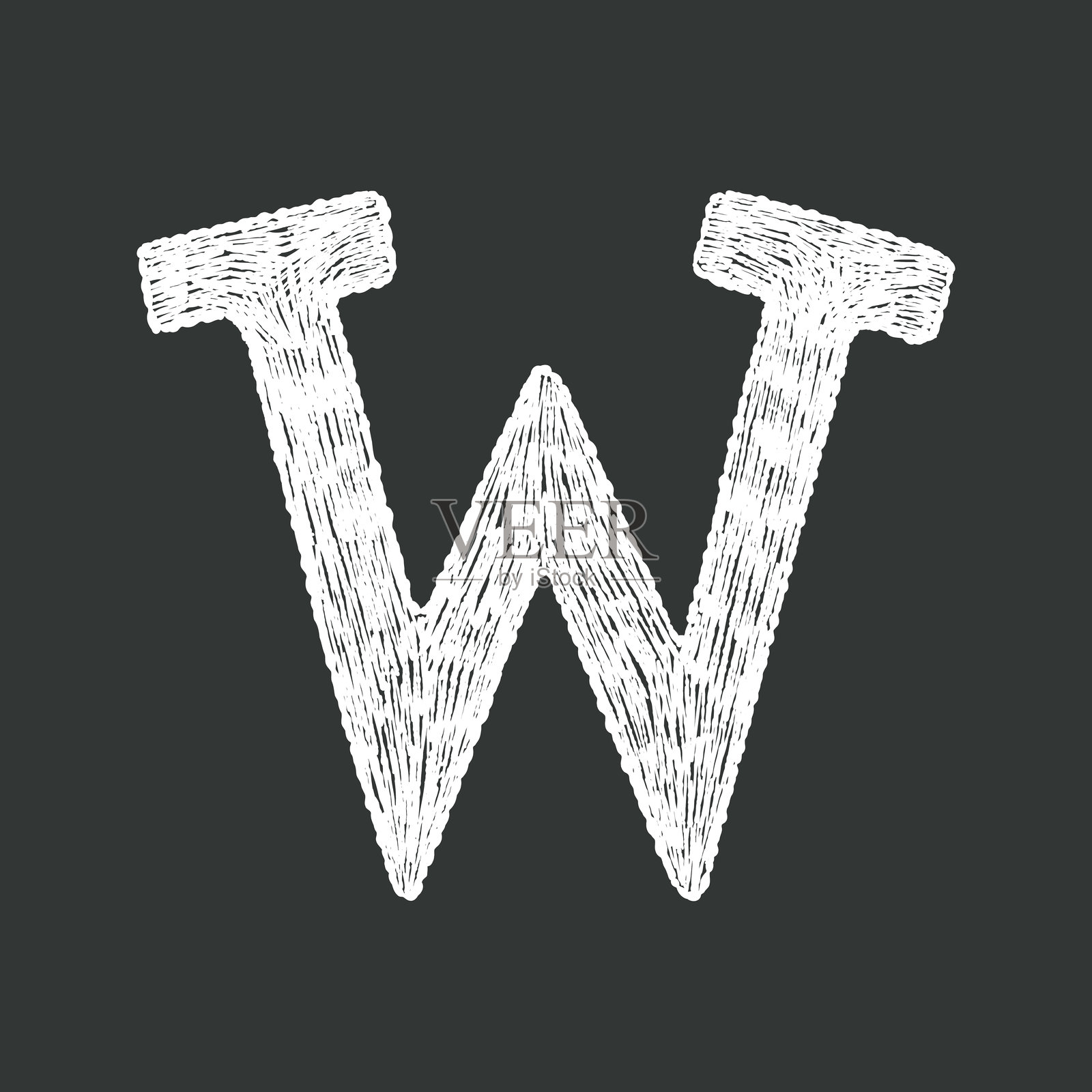 手绘粉笔质感的字母W插画图片素材