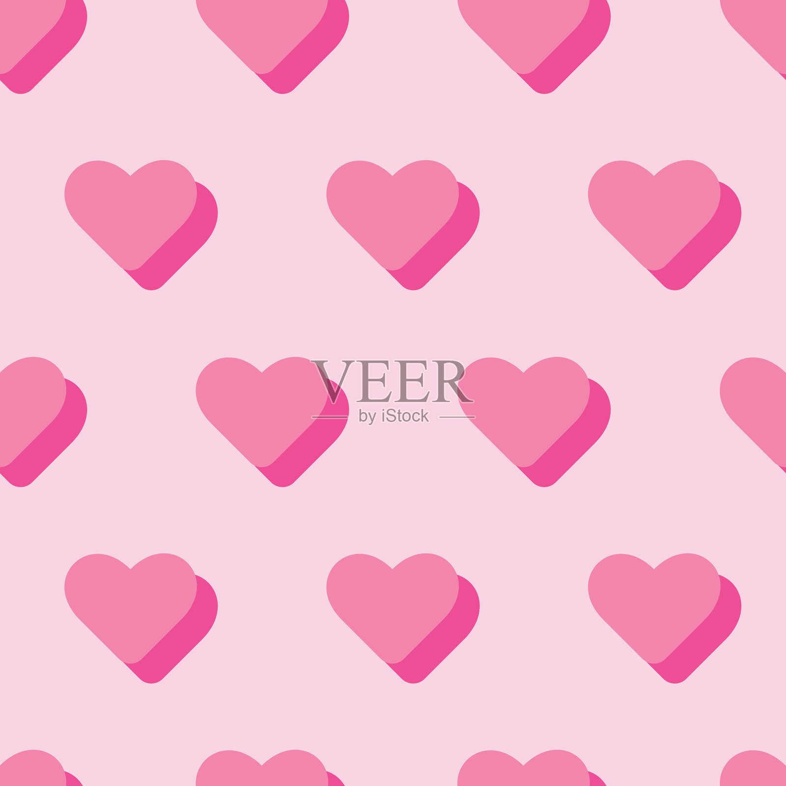 复古情人节图案。可爱的无缝心形图案。明信片、海报、纺织品、网页设计、包装纸的模板。几何横幅上有心形糖果棒棒糖。插画图片素材