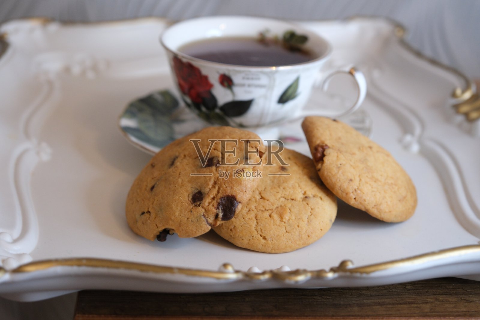 茶和饼干照片摄影图片