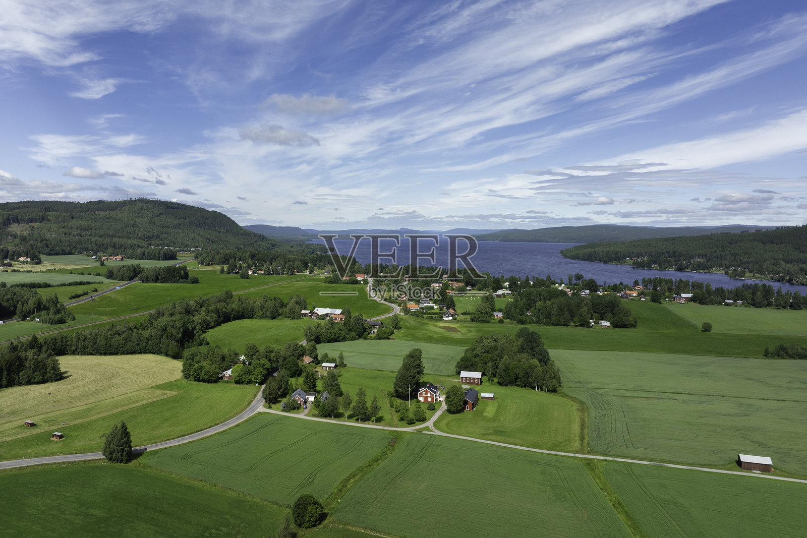 夏季瑞典乡村风景的鸟瞰图照片摄影图片