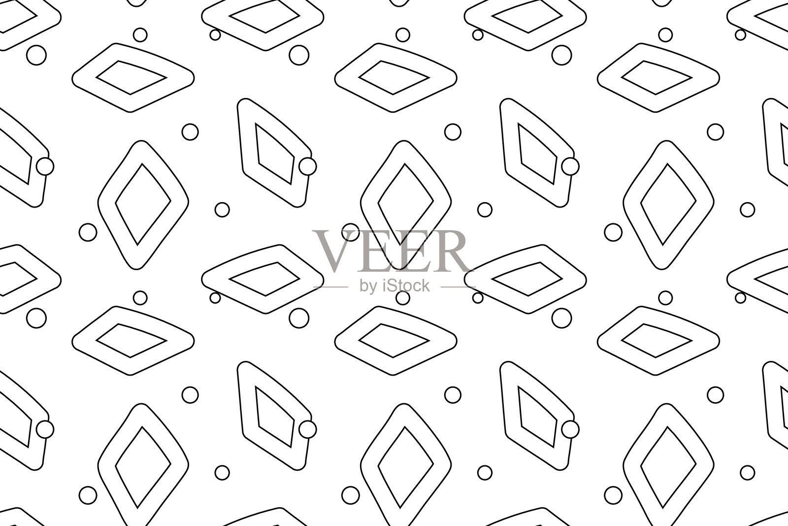 无缝图案，包含抽象的钻石和圆点，供着色使用插画图片素材