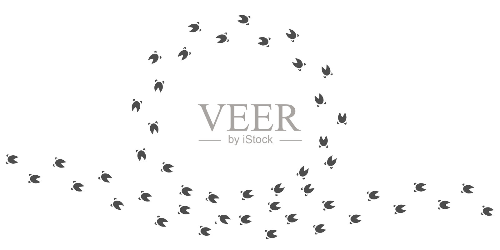 农场动物的足迹，白色背景上的猪的痕迹。猪的足迹轮廓圆形轨迹。猪或小猪的动物足迹。爪印。矢量插图。EPS10。插画图片素材