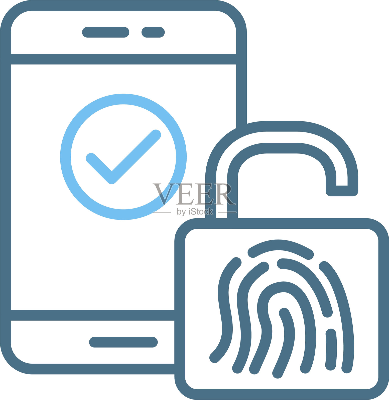 解锁线条二色图标插画图片素材