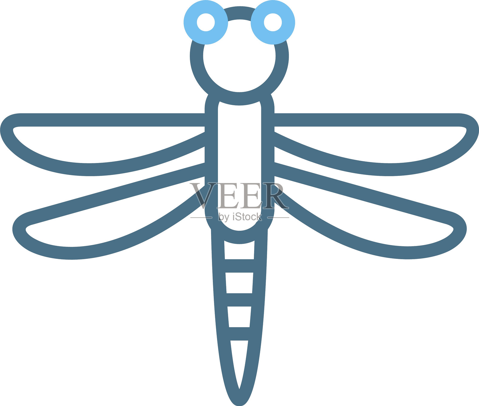 蜻蜓线条双色图标插画图片素材