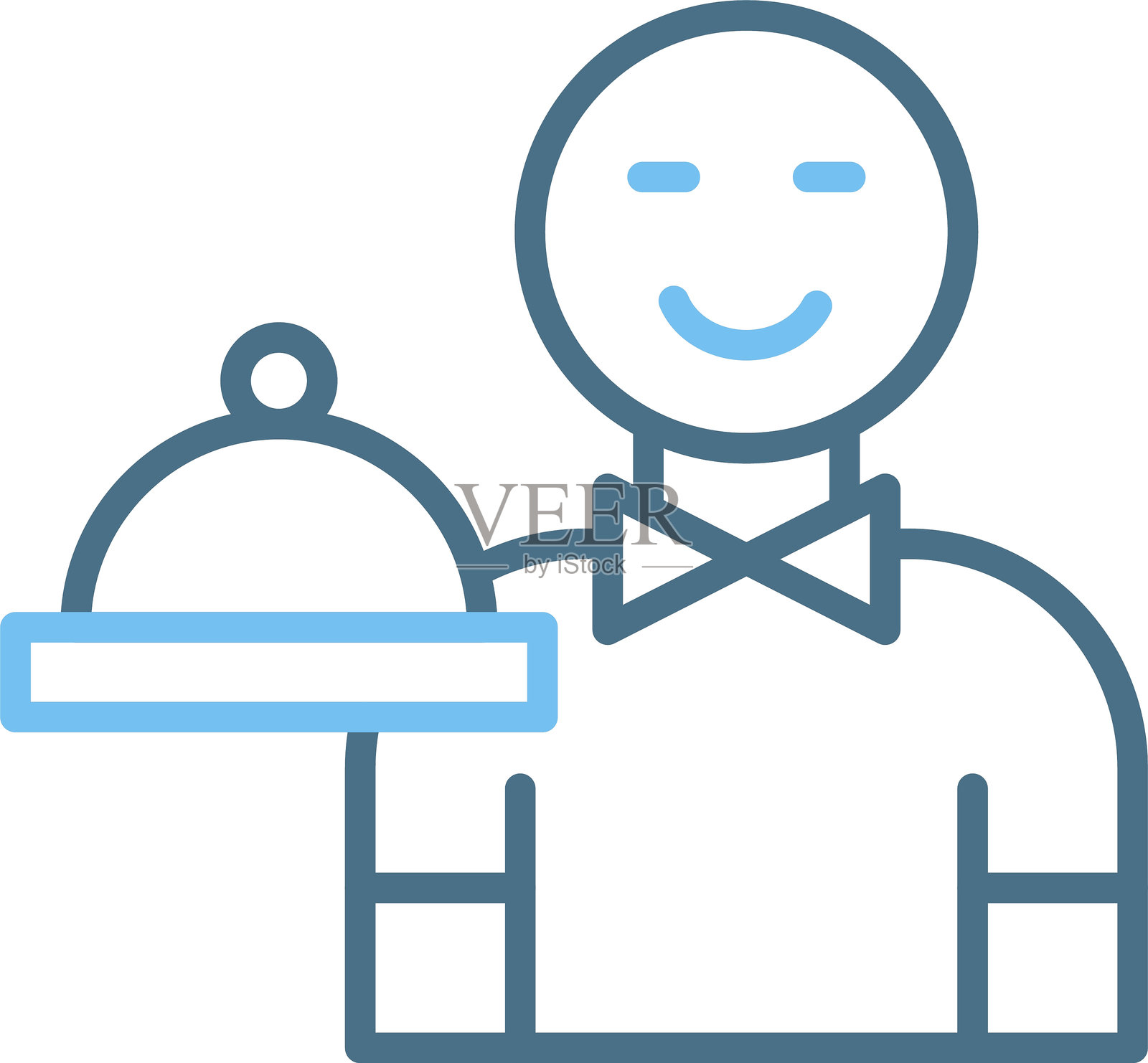 服务员线条双色图标插画图片素材