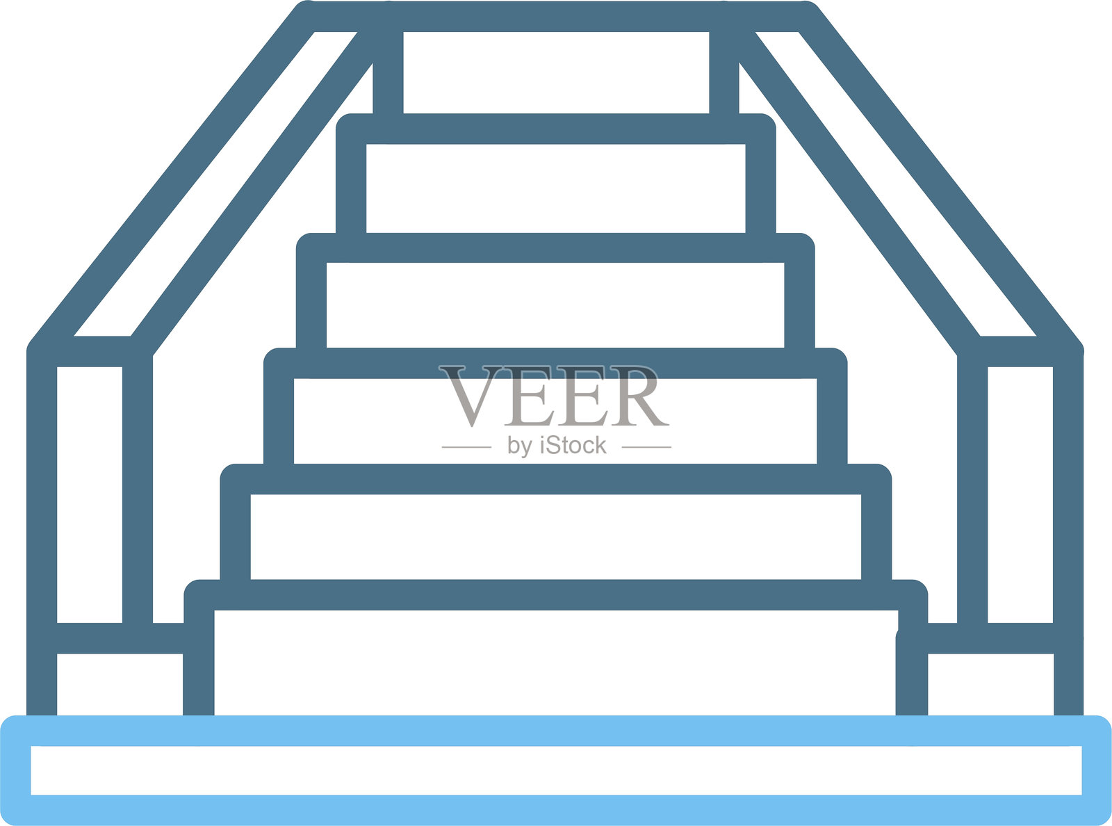 双色楼梯线条图标插画图片素材