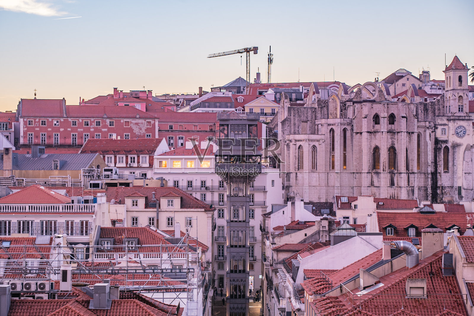 里斯本的圣胡斯塔电梯照片摄影图片