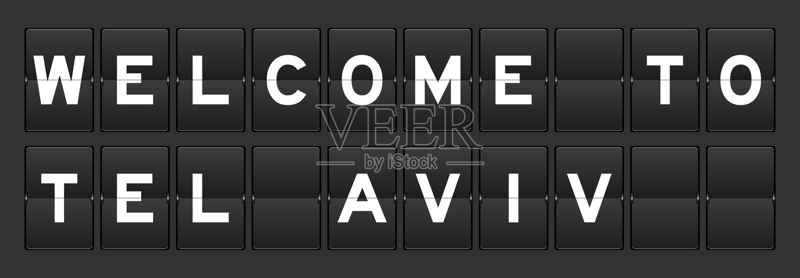 黑色模拟翻转板，上面写着“欢迎来到”，背景为灰色插画图片素材