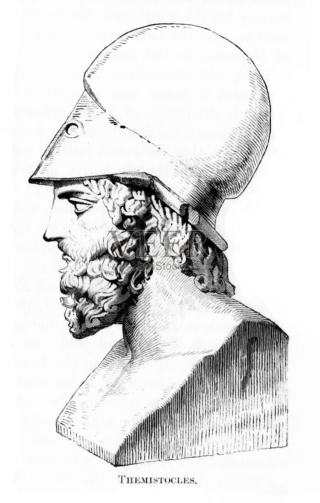 忒弥斯托克勒斯半身像，雅典政治家和士兵，古希腊历史插画图片素材