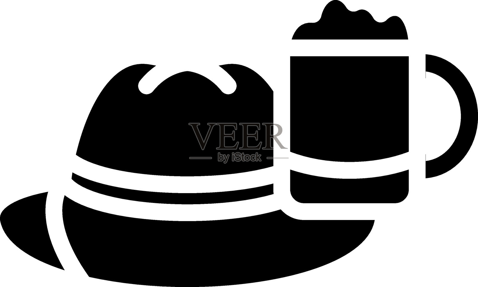巴伐利亚帽和啤酒矢量设计图标风格插画图片素材