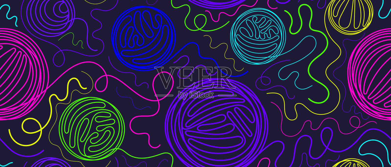 线球。矢量彩色艺术线条图案插画图片素材