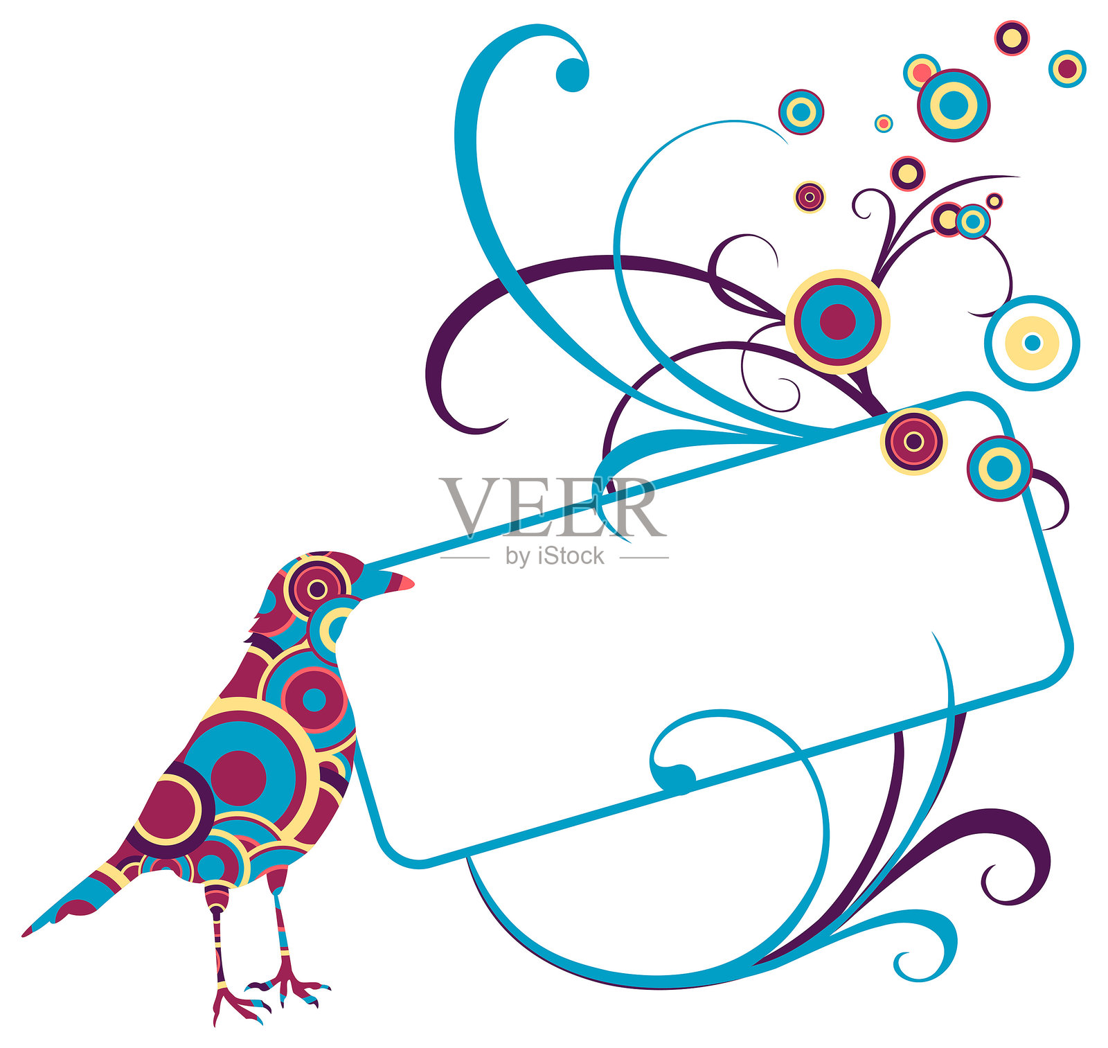 带有鸟的抽象框架插画图片素材