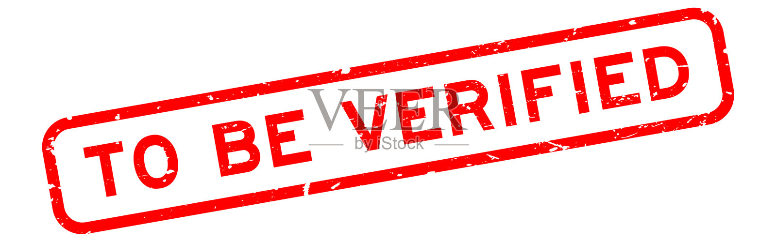 红色磨损的待验证字样橡胶方形印章在白色背景上插画图片素材