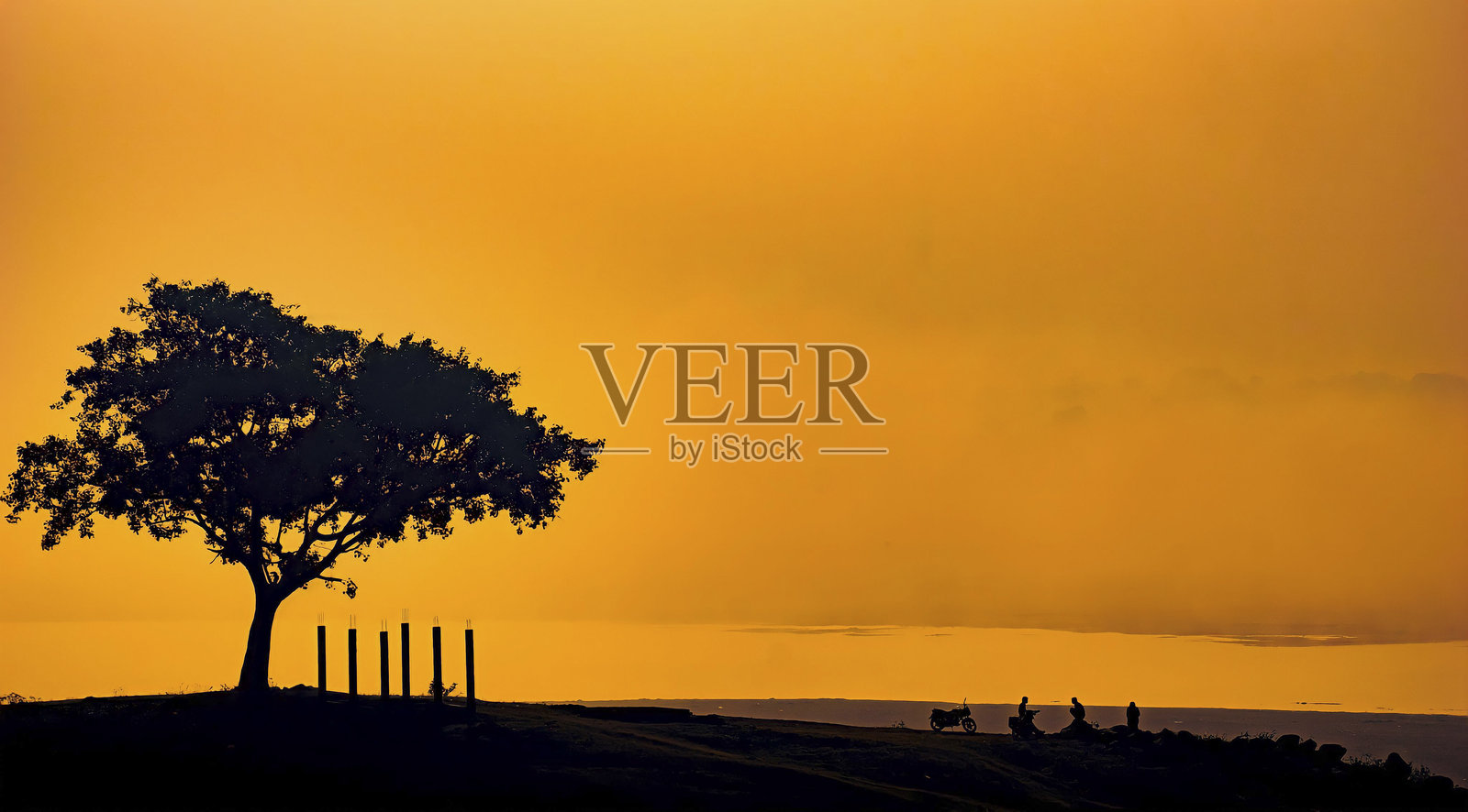 金色日落剪影照片摄影图片